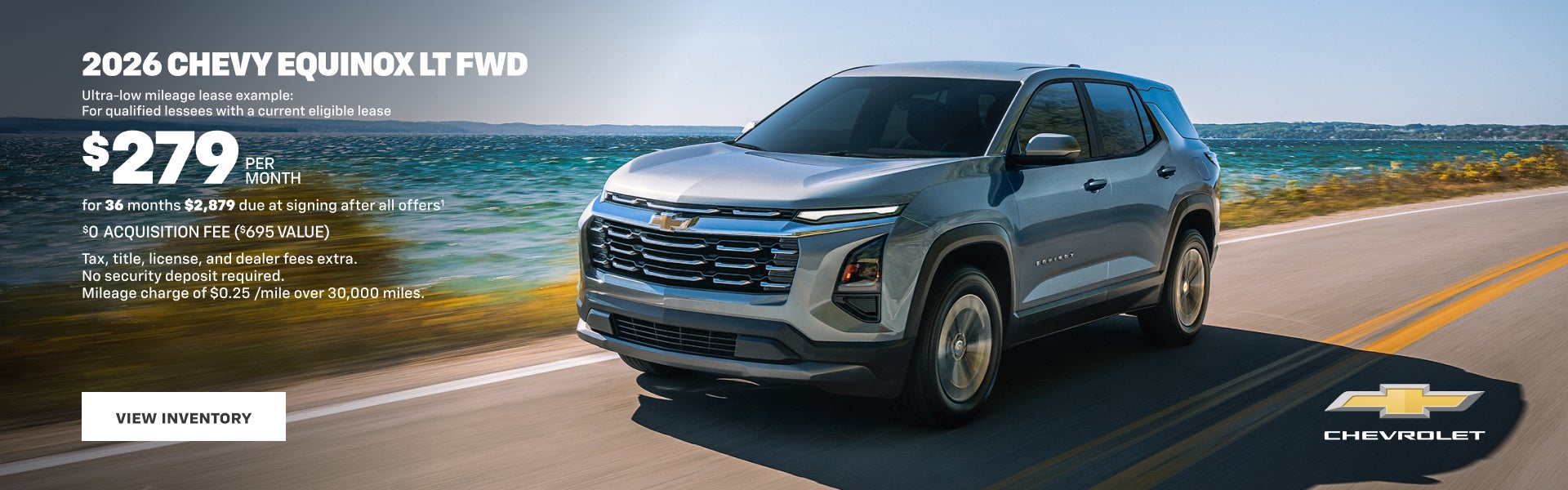 2026 Chevy Equinox LT FWD. Ultra-low mileage lease example for qualified lessees with a current e...